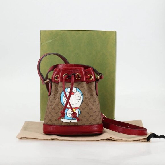 GUCCI Micro GG Supreme Doraemon Collaboration Bag PVC Beige Auth - Picture 14 of 16